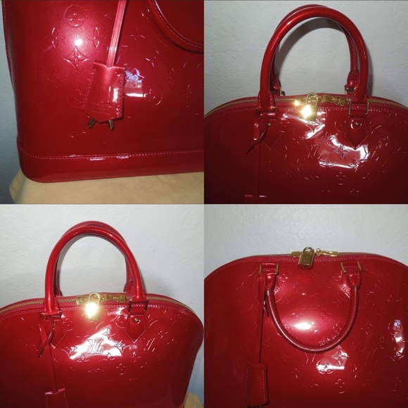 Authentic Louis Vuitton Red Vernis Alma Bag Purse. - Picture 7 of 12